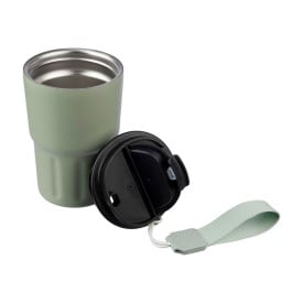 Dubbelwandige mok Louisa 320ml - RVS - met draagband en deksel - kartonnen geschenkverpakking