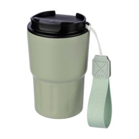 Dubbelwandige mok Louisa 320ml - RVS - met draagband en deksel - kartonnen geschenkverpakking