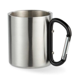 Mok 220ml - RVS - dubbelwandig - karabijnhaak handvat