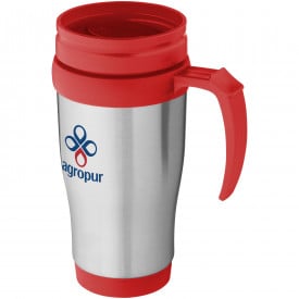 Dubbelwandige thermosbeker-Zilver,rood