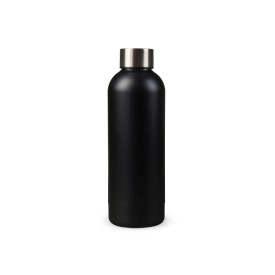 Dubbelwandige vacuüm fles met mattte-look 500ml-Zwart