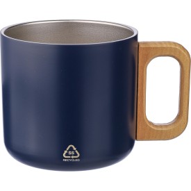 Dwight drinkbeker 400ml - gerecycled RVS - dubbelandig - houten handgreep