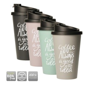 Deluxe koffiebeker 350ml - bioplastic - dubbelwandig - lekvrij