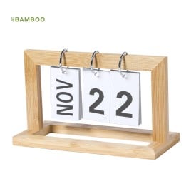 Eeuwige kalender - bamboe - met verchroomde metalen ringen