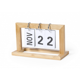 Eeuwige kalender - bamboe - met verchroomde metalen ringen