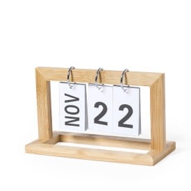 Eeuwige kalender - bamboe - met verchroomde metalen ringen