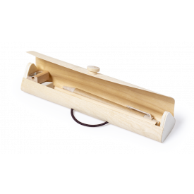 Palermo etui - hout - 5 accesoires - elastieksluiting - 20x4.4x3.7cm