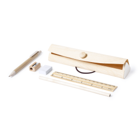 Palermo etui - hout - 5 accesoires - elastieksluiting - 20x4.4x3.7cm