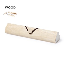 Palermo etui - hout - 5 accesoires - elastieksluiting - 20x4.4x3.7cm
