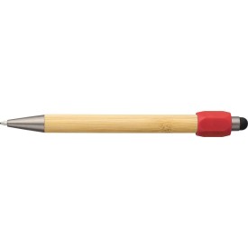 Fenn stylusbalpen - bamboe - blauwe inkt - drukknop - spinnerfunctie -Rood