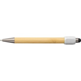 Fenn stylusbalpen - bamboe - blauwe inkt - drukknop - spinnerfunctie -Wit