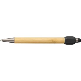 Fenn stylusbalpen - bamboe - blauwe inkt - drukknop - spinnerfunctie -Zwart