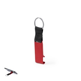 Fique sleutelhanger - gerecycled aluminium - 5.7 cm - telefoonstandaard - zwarte nylon band