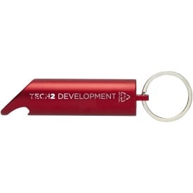 Flare led-lamp en flesopener van gerecycled aluminium met sleutelhanger-Rood