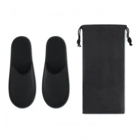 Flip flap hotelslippers in pouch-Zwart