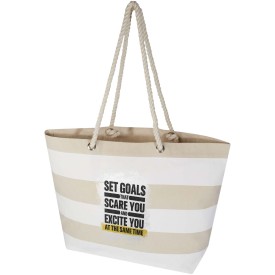Florida 270 g/m² GRS gerecyclede strandtas 18L-Naturel, wit