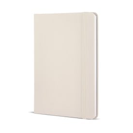 Flow notitieboek - A5 - PU - 96 vellen - gelinieerd - bijpassende elastische band en lint-Beige