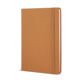 Flow notitieboek - A5 - PU - 96 vellen - gelinieerd - bijpassende elastische band en lint-Cognac