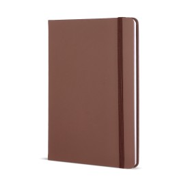 Flow notitieboek - A5 - PU - 96 vellen - gelinieerd - bijpassende elastische band en lint-Donker bruin