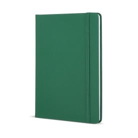 Flow notitieboek - A5 - PU - 96 vellen - gelinieerd - bijpassende elastische band en lint-Donker groen