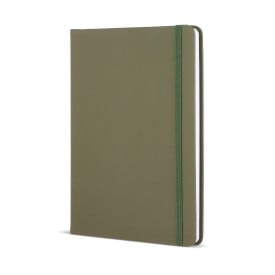 Flow notitieboek - A5 - PU - 96 vellen - gelinieerd - bijpassende elastische band en lint-Dried green