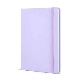 Flow notitieboek - A5 - PU - 96 vellen - gelinieerd - bijpassende elastische band en lint-Lila