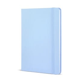 Flow notitieboek - A5 - PU - 96 vellen - gelinieerd - bijpassende elastische band en lint-Pastel blauw
