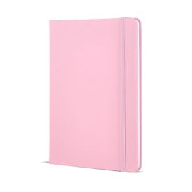 Flow notitieboek - A5 - PU - 96 vellen - gelinieerd - bijpassende elastische band en lint-Pastel rose