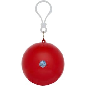 Fog poncho in ronde plastic verpakking met karabijnhaak-Rood