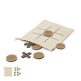 Fornot strategisch spel - kurk - boter, kaas en eieren - verpakt in katoenen zakje