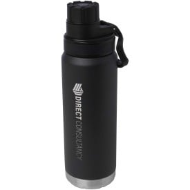Fortis 700 ml RCS-gecertificeerde waterfles van gerecycled roestvrij staal met koperen vacuümisolatie (geschikt voor koolzuurhoudende dranken)-Zwart
