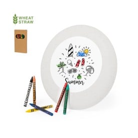 Ashen frisbee - tarwestro en ABS - Ø 23 cm - inclusief 6 kleurpotloden