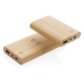 Powerbank - 8.000mAh - bamboe - draadloos