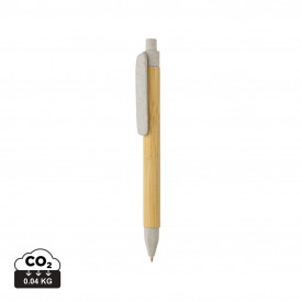 Write balpen - gerecycled papier - blauwe inkt - tarwestro top, clip en punt