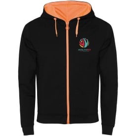 Fuji unisex sweatjack-Zwart, fluor orange