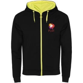 Fuji unisex sweatjack-Zwart, fluor yellow