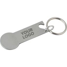 Gavin sleutelhanger - RVS - 6 cm - flesopener - winkelwagenmuntje