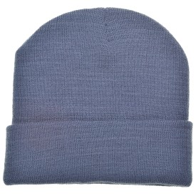 Gebreide muts met gewoven label-Melee grijs