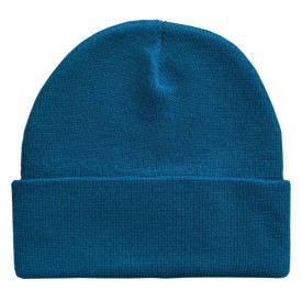 Gebreide muts met gewoven label-Oceaan blauw