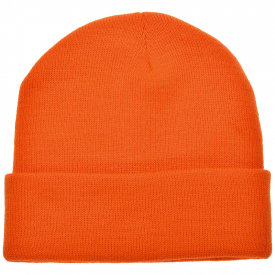 Gebreide muts met gewoven label-Oranje