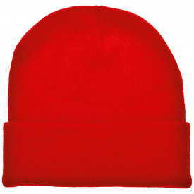 Gebreide muts met gewoven label-Rood