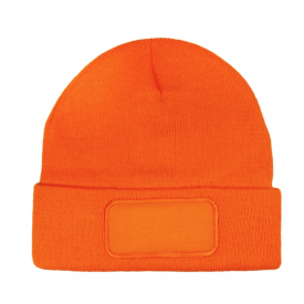 Gebreide muts met label-Oranje