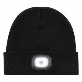 Gebreide Muts met Ledlamp-Zwart