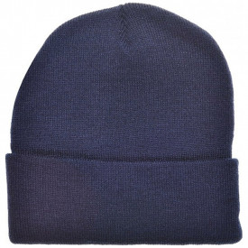 Gebreide muts met PU label-Navy