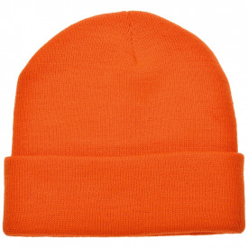 Gebreide muts met PU label-Oranje