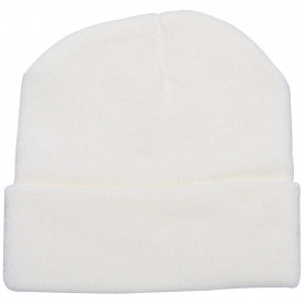 Gebreide muts met PU label-Wit