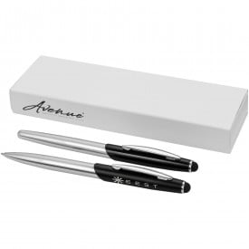 Geneva pennneset - metaal - blauwe inkt - stylus balpen en rollerbalpen - geschenkverpakking