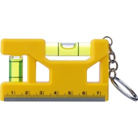 Gerecycled ABS sleutelhanger met waterpas Indira-Geel