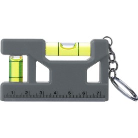 Gerecycled ABS sleutelhanger met waterpas Indira-Grijs