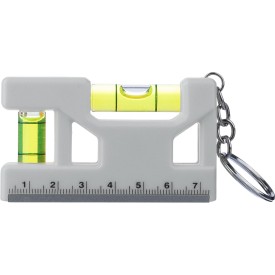 Gerecycled ABS sleutelhanger met waterpas Indira-Wit
